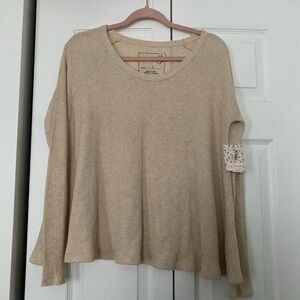 Free People Cream Long Sleeve Top